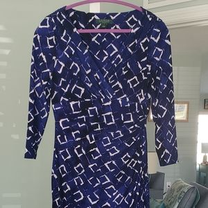 Lauren Ralph Lauren Women's Ladies Blue & White Casual Dress Sz 6
